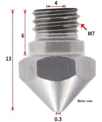 0.3mm Çelik Nozzle MK10-4mm-M7 - 6