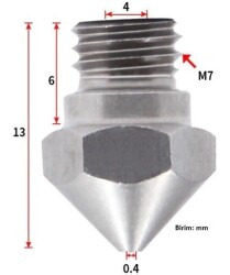 0.4mm Çelik Nozzle MK10-4mm-M7 - 3