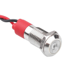 08L-P1 8mm 12-24V Kablolu Metal Sinyal Lambası - Beyaz 