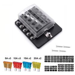 10 Channel Auto Blade Fuse Box - With LED - 1