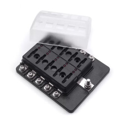 10 Channel Auto Blade Fuse Box - With LED - 2