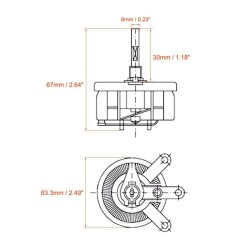 100R 50W BC1 Rheostat Resistor - Potentiometer - 3