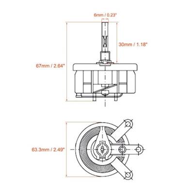 100R 50W BC1 Rheostat Resistor - Potentiometer - 3