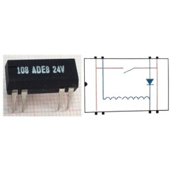 108 ADE8 24V Reed Relay Single Contact N/O 24VDC 0.5A - 2