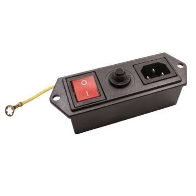 10A Current Protected Male Power Socket with Ear - Illuminated Switch - 1