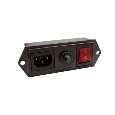 10A Current Protected Male Power Socket with Ear - Illuminated Switch - 3