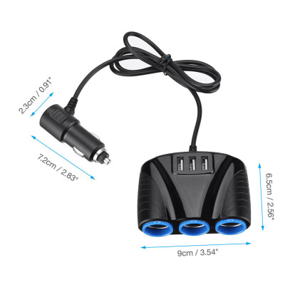 120W 10A 3-way USB Cigarette Lighter Multiplexer - 3