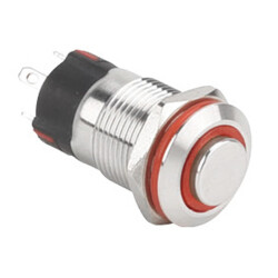 12A-G1-E 12mm Bulge Momentary Illuminated Metal Button - Red - 1