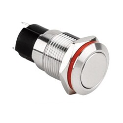 12A-P1 12mm Flat Momentary Metal Button - 1