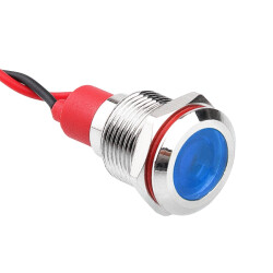 12L-P1 12mm 12-24V Metal Signal Lamp - Blue 