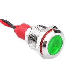 12L-P1 12mm 12-24V Metal Signal Lamp - Green 