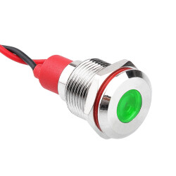 12L-P1 12mm 12-24V Metal Signal Lamp - Green 