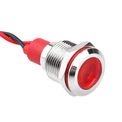 12L-P1 12mm 12-24V Metal Signal Lamp - Red 