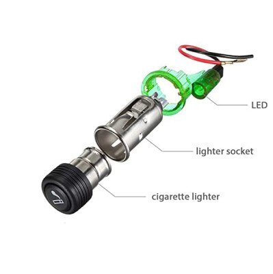 12V 120W Illuminated Car Cigarette Lighter Holder - Green - 3