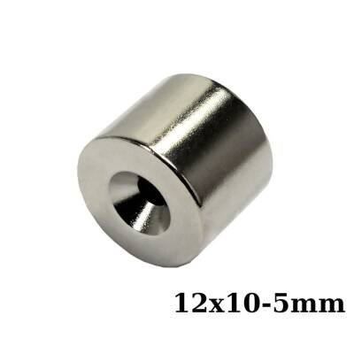 12X10-5mm Havşa Delikli Neodyum Güçlü Mıknatıs - Neodim Magnet - 1