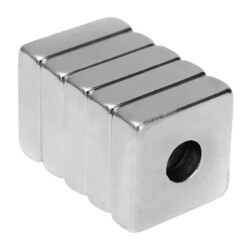 15x15x5-4mm Havşa Delikli Neodyum Güçlü Mıknatıs - Neodim Magnet - 2