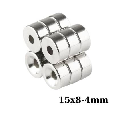 15X8-4mm Havşa Delikli Neodyum Güçlü Mıknatıs - Neodim Magnet - 1