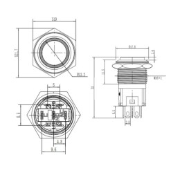 16A-G1 16mm Bulge Momentary Metal Button - 2