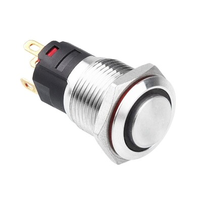 16A-G1-E 16mm Çıkık Yaylı Işıklı Metal Buton - Beyaz - 1