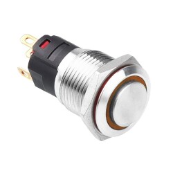 16A-G1-E 16mm Çıkık Yaylı Işıklı Metal Buton - Sarı - 1