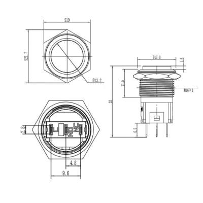 16A-G1Z 16mm Çıkık Anahtarlı Metal Buton - 2