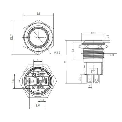 16A-G1Z-E 16mm Bulge Self Locking Illuminated Metal Button - White - 2