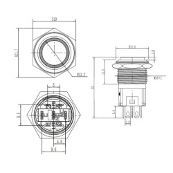 16A-G1Z-E 16mm Çıkık Anahtarlı Işıklı Metal Buton - Beyaz - 2