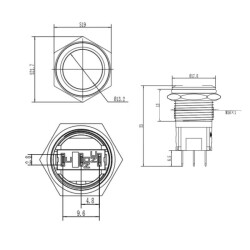 16A-P1 16mm Flat Momentary Metal Button - 2