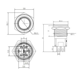 16A-P1-E 16mm Düz Yaylı Işıklı Metal Buton - Beyaz - 2