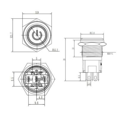 16A-P1-EC 16mm Flat Momentary Illuminated Power Metal Button - Green - 2