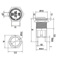 16D-G1Z 16mm Çıkık Anahtarlı Metal Buton - 2