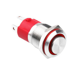 16D-G1Z-E 16mm Bulge Self Locking Illuminated Metal Button - Red 