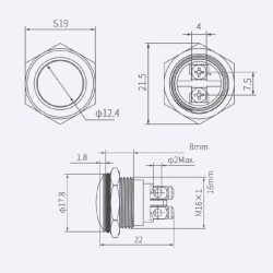 16G-Q0 16mm Bombeli Yaylı Metal Buton - 2