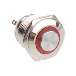 16H-G1-E 16mm Bulge Momentary Illuminated Metal Button - Red - 1