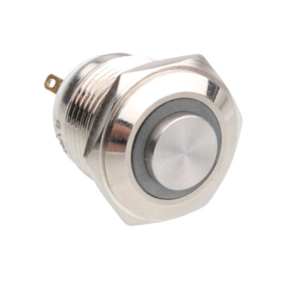 16H-G1-E 16mm Bulge Momentary Illuminated Metal Button - White - 1