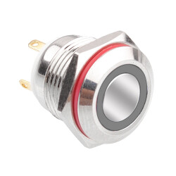 16H-P1-E 16mm Flat Momentary Illuminated Metal Button - White - 1