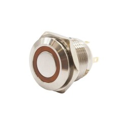 16H-P1-E 16mm Flat Momentary Illuminated Metal Button - Yellow 