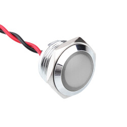 16L-P1 16mm 12-24V Metal Signal Lamp - White 