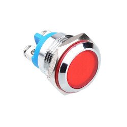 16L-P1 16mm 12-24V Metal Sinyal Lambası - Kırmızı 