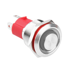 19D-G1-E 19mm Bulge Momentary Illuminated Metal Button - White 