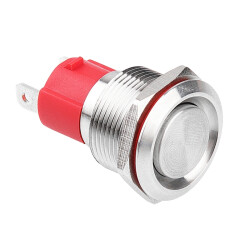 19D-P1 19mm Flat Momentary Metal Button - 1