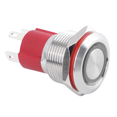 19D-P1-E 19mm Flat Momentary Illuminated Metal Button - White - 1