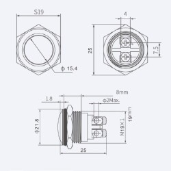 19G-Q0 19mm Bombeli Yaylı Metal Buton - 2