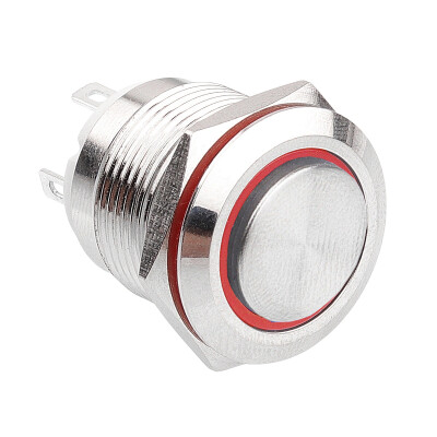 19H-G1-E 19mm Bulge Momentary Illuminated Metal Button - Red - 1