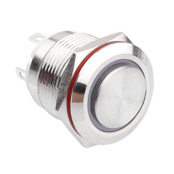 19H-G1-E 19mm Bulge Momentary Illuminated Metal Button - White - 1