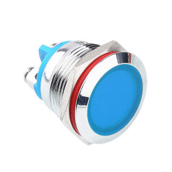 19L-P1 19mm 12-24V Metal Signal Lamp - Blue 