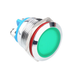 19L-P1 19mm 12-24V Metal Signal Lamp - Green 