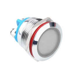 19L-P1 19mm 12-24V Metal Signal Lamp - White 