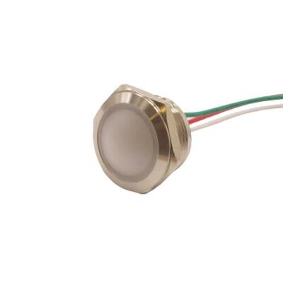 19L-P1/RGY+ 19mm 12-24V Metal Signal Lamp - 3 Renk Anode - 1