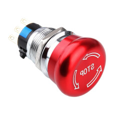 19M-Q1 19mm Metal Emergency Stop Button 1NO+1NC - With Logo 